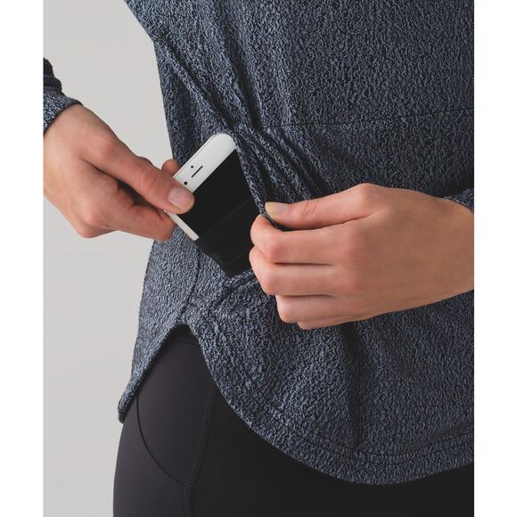 Lululemon Pick Up The Pace Long Sleeve Hoodie Blue Denim Luon Jacquard Size 10 - Picture 5 of 11